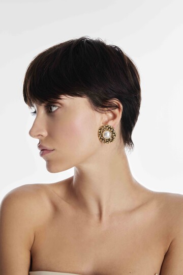 In Touch Pearl Gold Plated Clip-On Earrings 