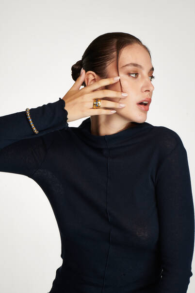 Indigo Dream Navy Blue Zircon Cuff Bracelet - 2