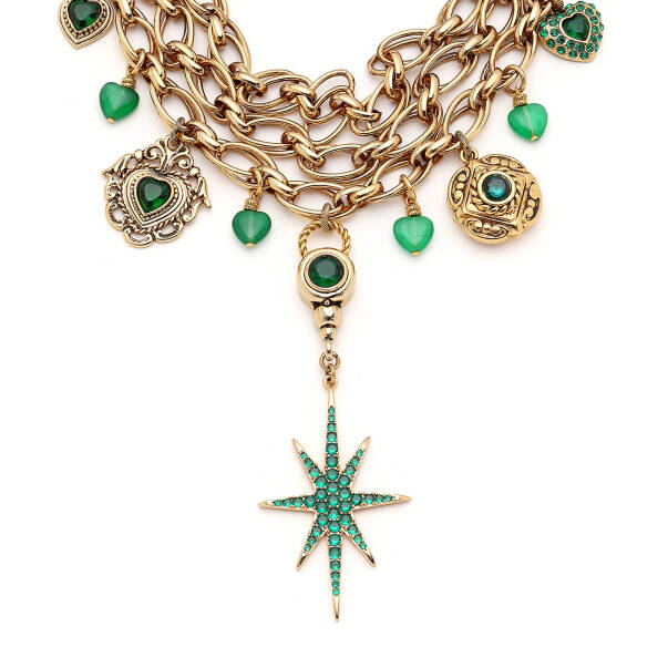 Inner Cave Heart Star Charm Jade Natural Stone Necklace - 3