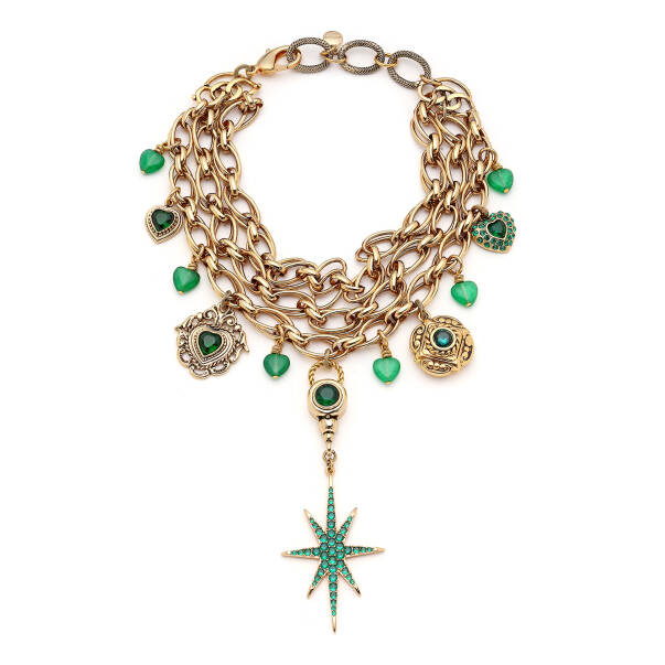 Inner Cave Heart Star Charm Jade Natural Stone Necklace - 2