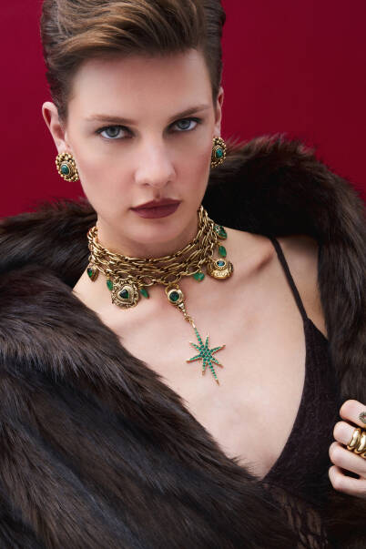 Inner Cave Heart Star Charm Jade Natural Stone Necklace - 1