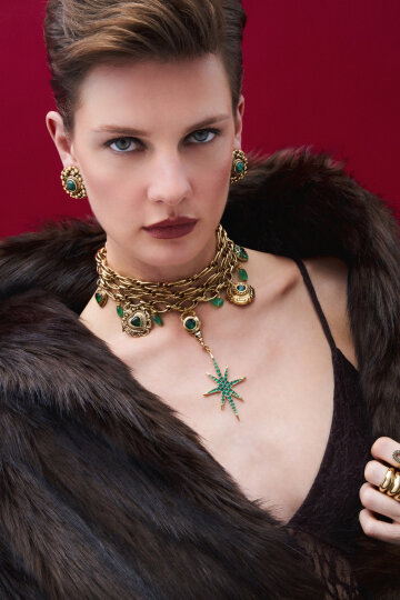 Inner Cave Kalp & Yıldız Charm Yeşim Doğaltaş Kolye - 