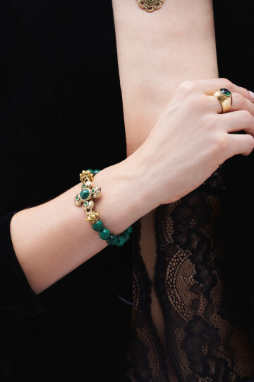 Inner Light Malachite Clover Charm Malachite Bracelet - (1)