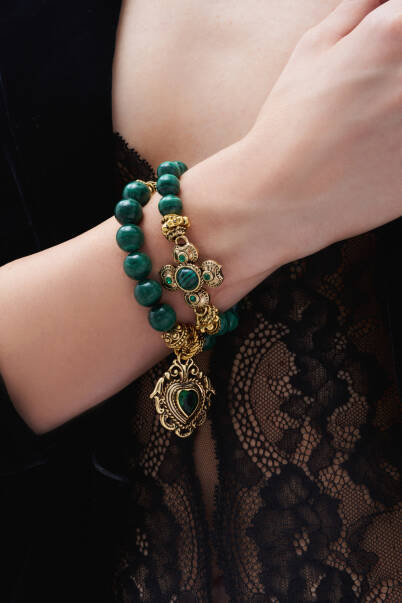 Inner Light Malachite Clover Charm Malachite Bracelet - 3