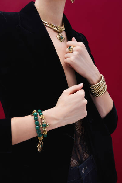 Inner Light Malachite Clover Charm Malachite Bracelet - 5