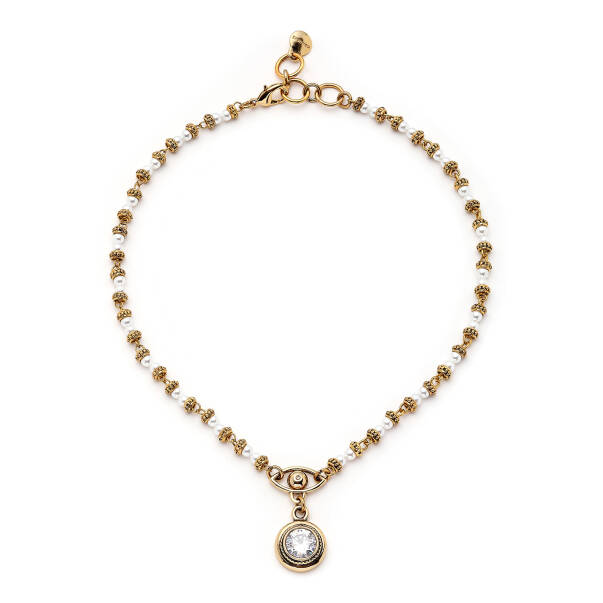 Inner Power Zircon Eye Charm Pearl Necklace - 1