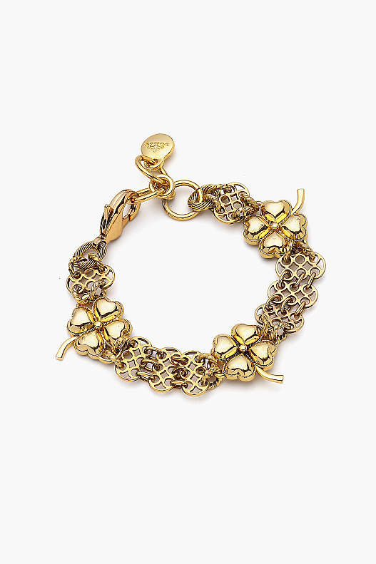 Intima Clover Charm Gold Plated Chain Bracelet - 