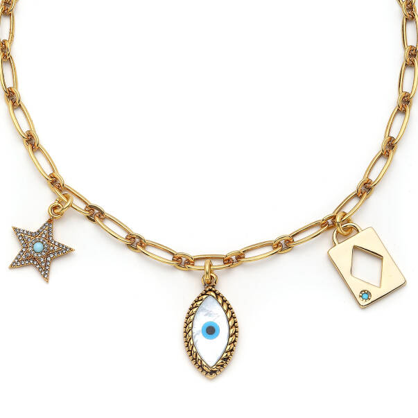 Ione Star & Eye Charm Gold Plated Chain Necklace - 2