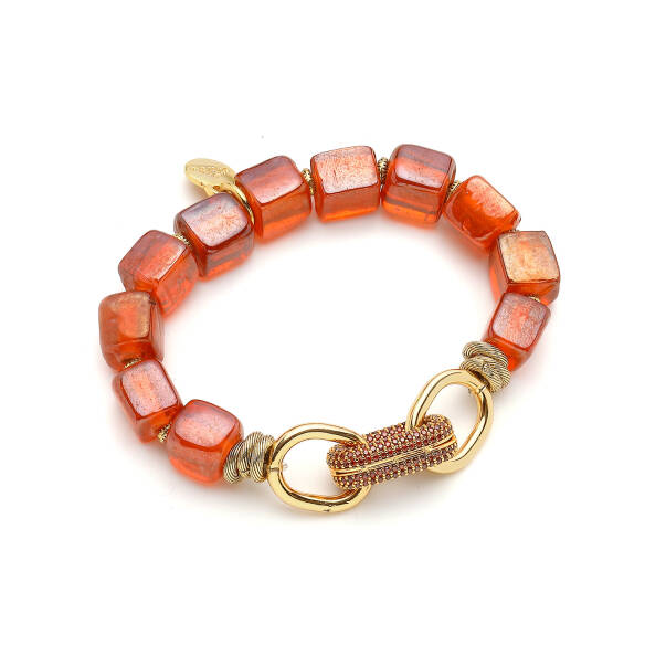 Isola Gold Plated Zircon Charm Glass Bead Bracelet - 1