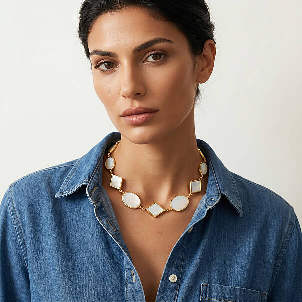 Isoria Gold Plated Mirror Charm Necklace - 3