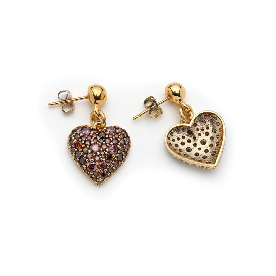 Ivara Zircon Stone Heart Charm Pinned Earring - (1)