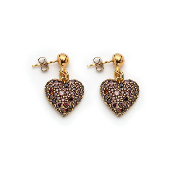Ivara Zircon Stone Heart Charm Pinned Earring - 1