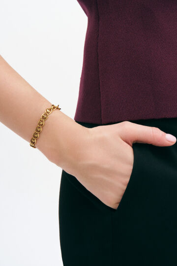 Ivy Altın Kaplama Kalp Zincir Bilezik - (1)