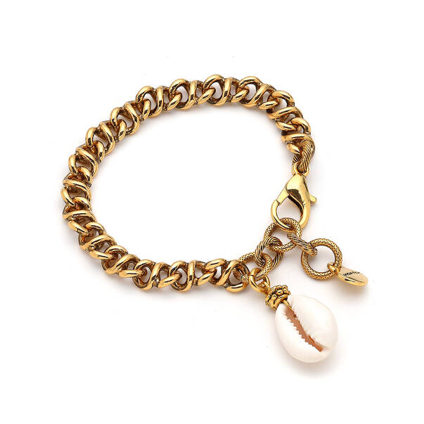 Jaycee Gold Plated Seashell Charm Chain Bracelet - 1