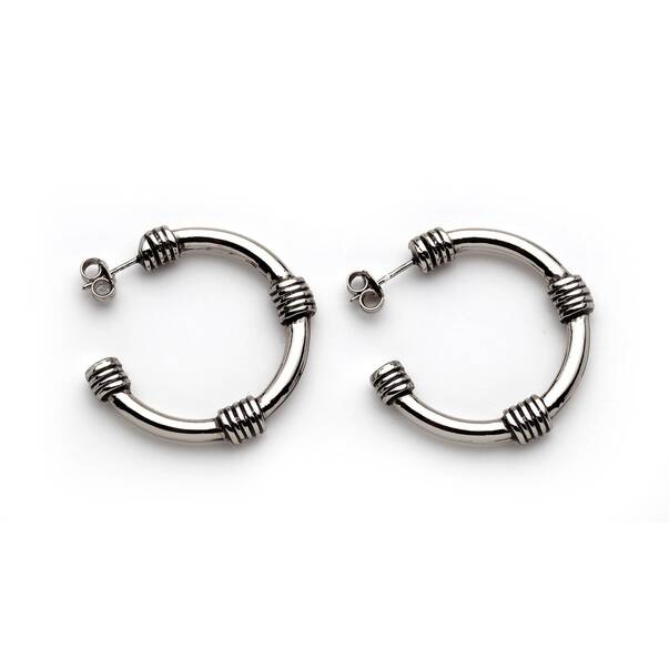 Jesica Silver Plated Hoop Pinned Earrings - 1