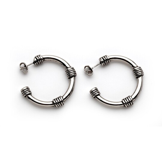 Jesica Silver Plated Hoop Pinned Earrings - 