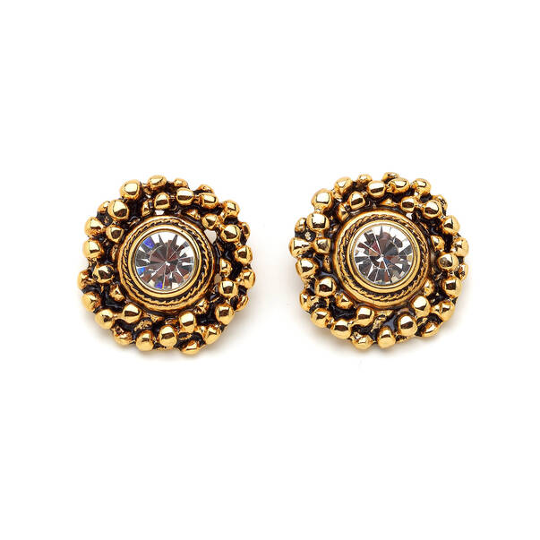 Joanna Zircon Gold Plated Evening Clip-On Earrings - 1
