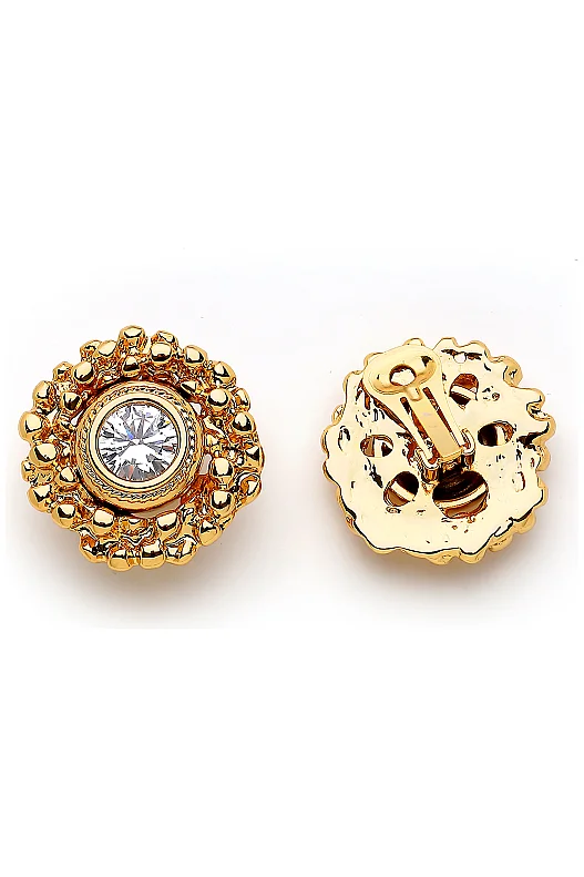 Joanna Zircon Gold Plated Evening Clip-On Earrings 