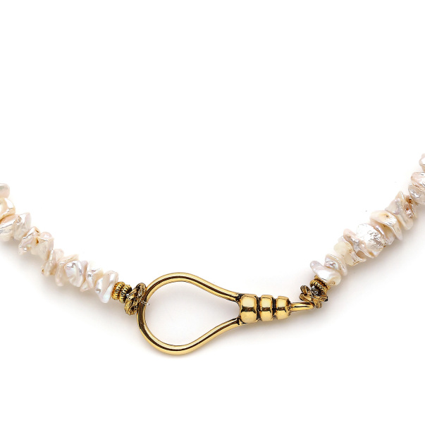 Joined Gold Plated Pearl Necklace - 4