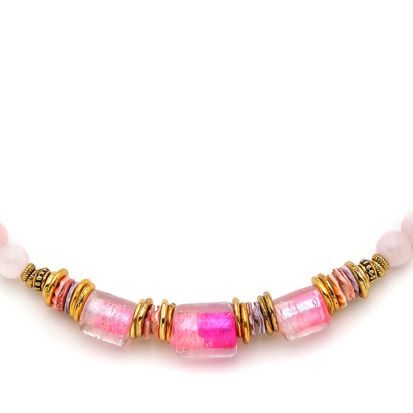 Joined Rose Quartz Natural Stone Necklace - 3