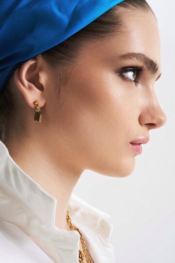 Julia Gold Plated Arrow Charm Pinned Earrings - (1)