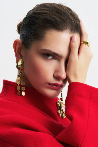 Juliette Gold Plated Evening Clip-On Earrings - 2