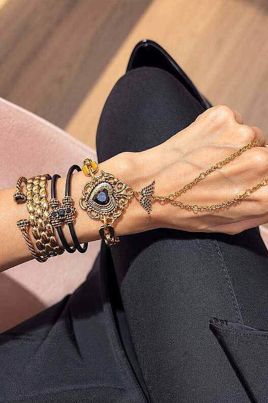 Karma Gold-Plated Wide Bangle - (1)