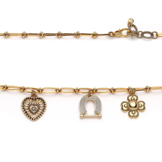 Lucky Lady Yonca & Kalp Charm Altın Kaplama Zincir Kemer - (1)