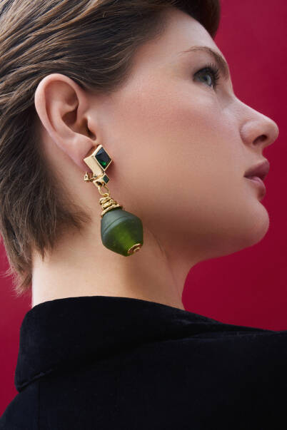 Kind Gaze Green Mika Clip On Earrings - 2