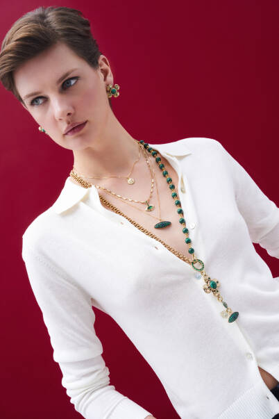 Kindred Malachite Clover Charm Pinned Earrings - 5