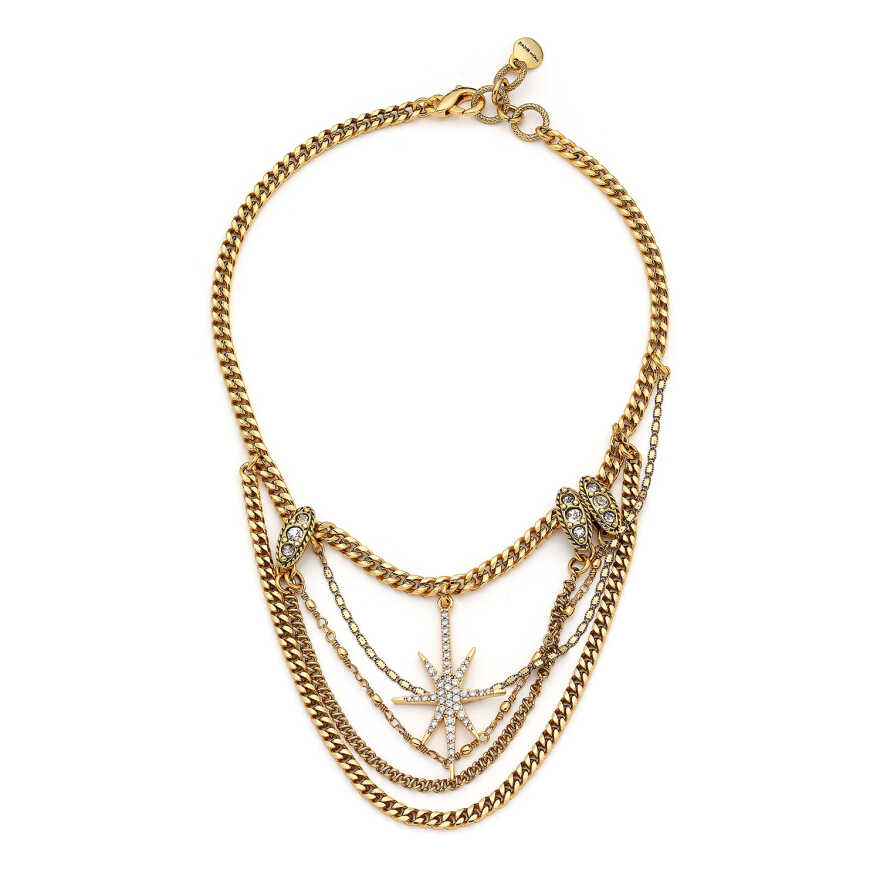 Electra Altın Kaplama Zirkon Yıldız Charm Çoklu Zincir Kolye Mon Reve