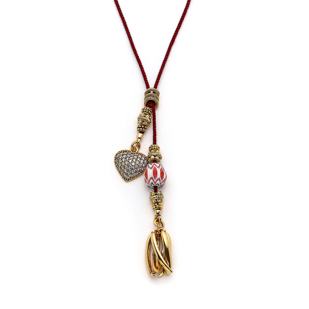 Hearted Altın Kaplama Kalp Charm Kolye - 4