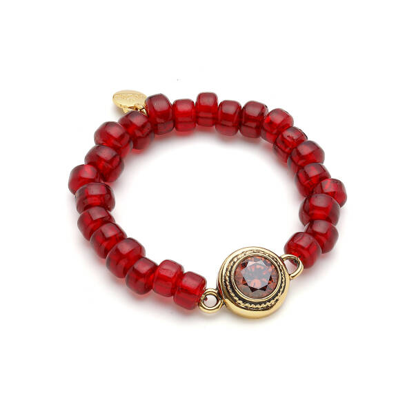 Kora Zircon Charm Gold Plated Glass Bead Bracelet - 1