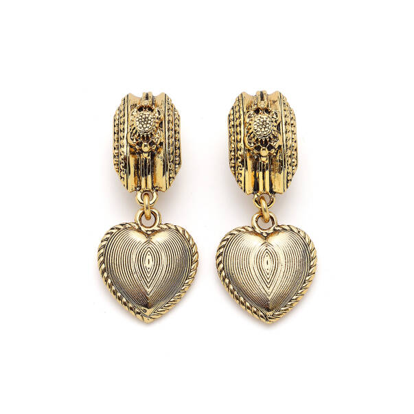 Lovable Altın Kaplama Kalp Charm Klipsli Küpe - 1