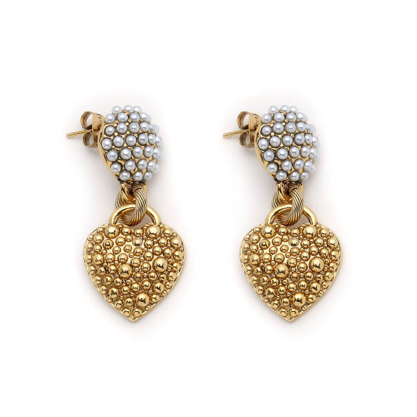 Serenya Kalp Charm Altın Kaplama İğneli Küpe - 1