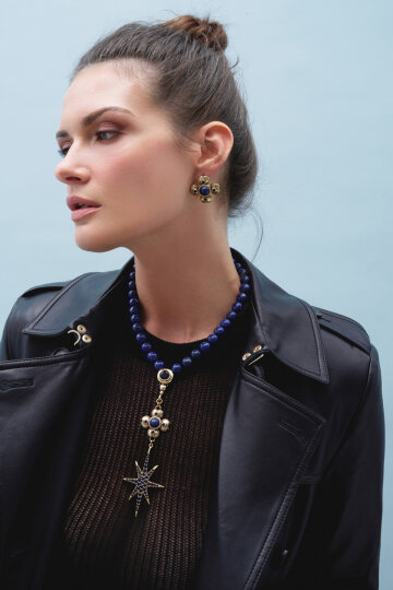 Lapis Touch Charm Necklace - (1)