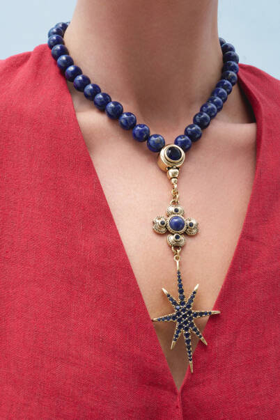 Lapis Touch Zirkon Kutup Yıldız, Lapis Yonca Charm Lapis Kolye - 3