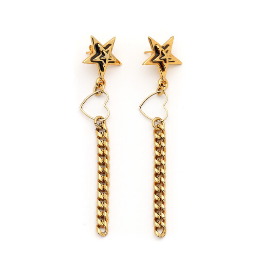Lauren Gold Plated Star Chain Pinned Earrings 