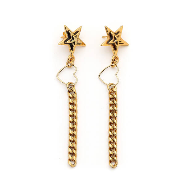 Lauren Gold Plated Star Chain Pinned Earrings - 1
