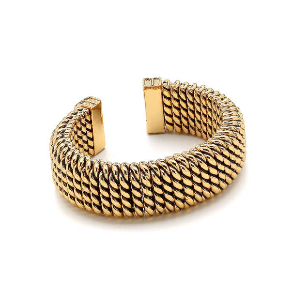 Lavınıa Perıdot Zircon Gold Plated Handcuff Bracelet - 1