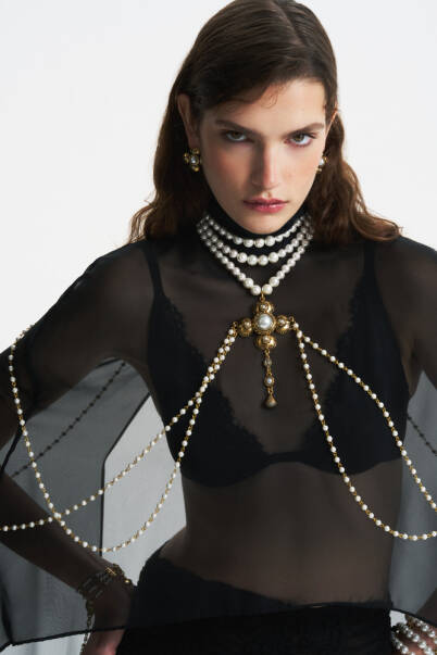Layla Pearl Clover Body Chain - 1