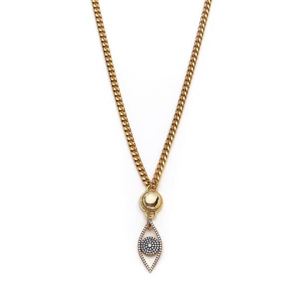 Left Eye Charm Gold Plated Chain Necklace - 2