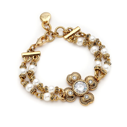 Light Dance Zirkon Yonca Charm İnci Bilezik - 