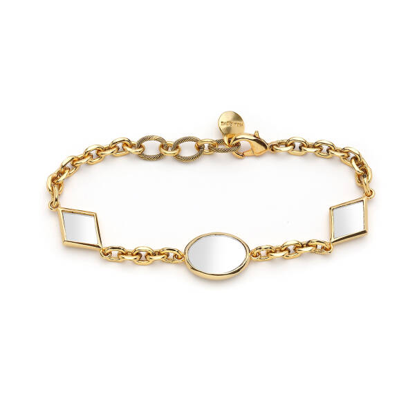 Linea Mirror Charm Gold Plated Chain Anklet - 1