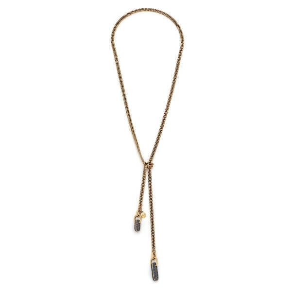 Link Lacivert Zirkon Charm Zincir Kolye - 1