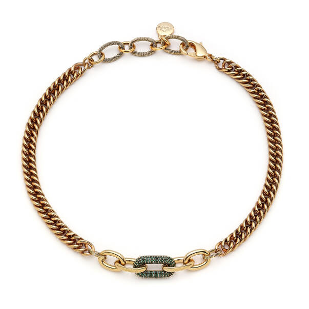 Linked Gold Plated Chain Necklace - 1