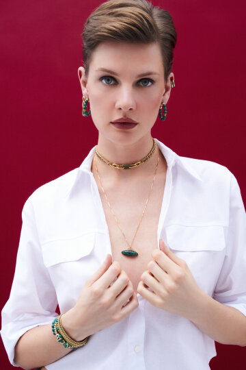 Linked Gold Plated Chain Necklace - (1)