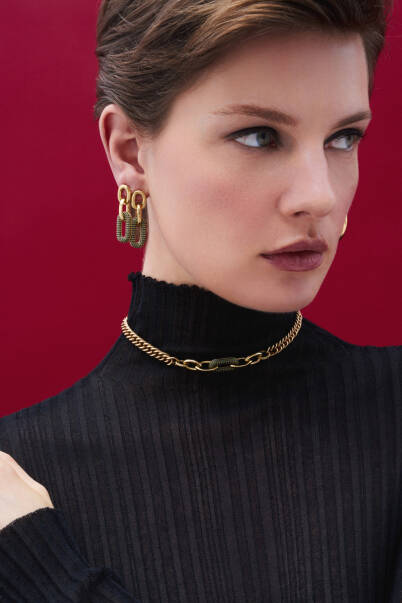 Linked Gold Plated Chain Necklace - 5