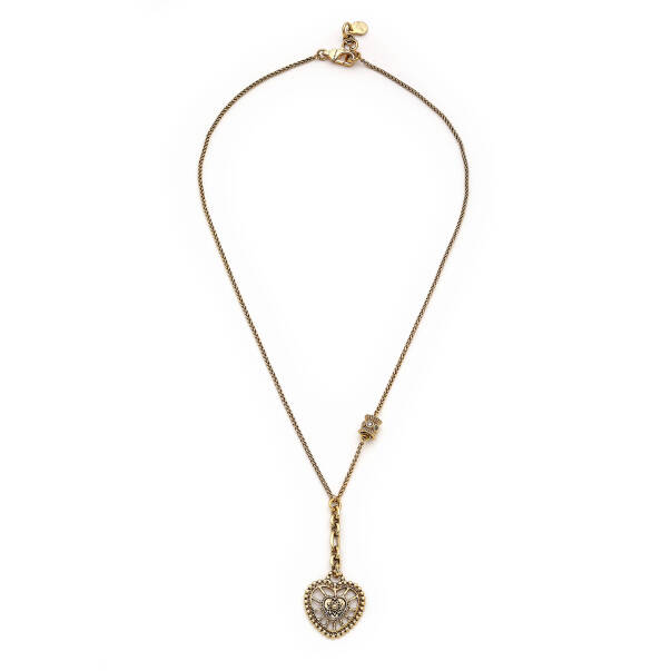 Linked In Love Gold Plated Heart Charm Chain Necklace - 1
