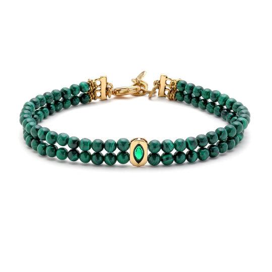 Loam Eye Charm Malachite Natural Stone Choker Necklace - (1)